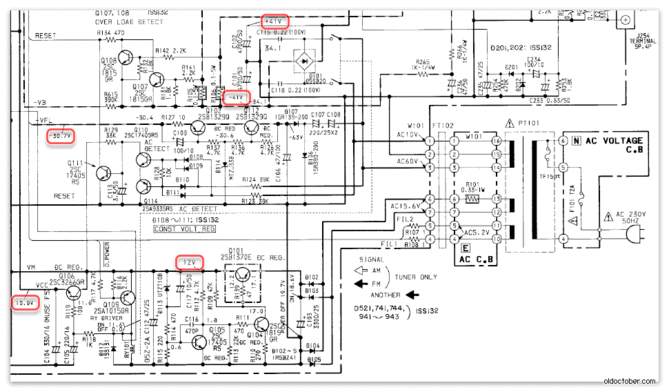 Схема блока питания магнитолы AIWA CX-N990.gif