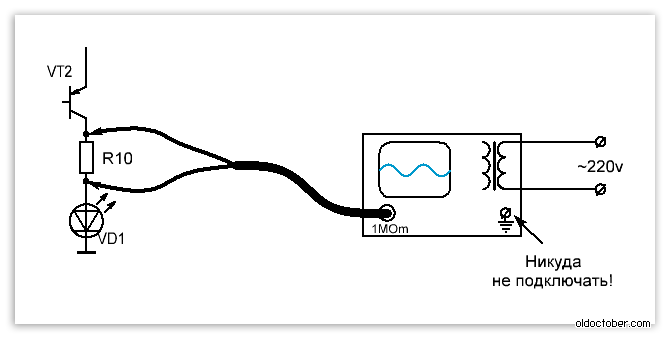 Как подключить осциллограф к измерительному резистору.GIF