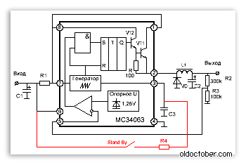 Типовая схема включения MC34063.