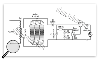 Схема электрическая управления вентилятором дым машины.